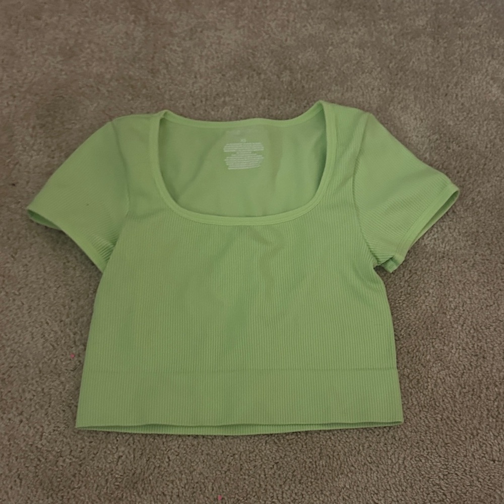 Wild Fable Lime Green Ribbed Crop Top